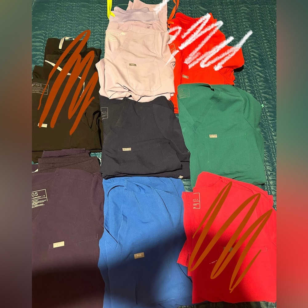 Figs scrubs 5 sets at 50 each